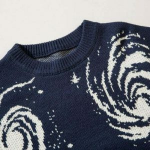 cosmic ripped knit sweater starry design urban appeal 2295