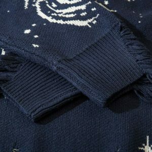 cosmic ripped knit sweater starry design urban appeal 7423