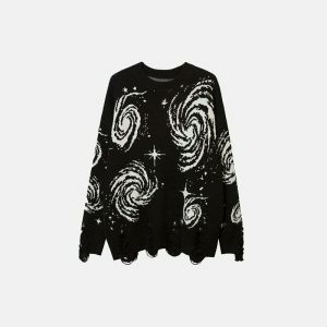 cosmic ripped knit sweater starry design urban appeal 7713