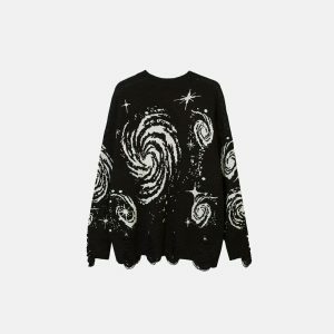 cosmic ripped knit sweater starry design urban appeal 8034