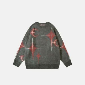 cosmic star moon sweater   knitted graphic urban chic 1767