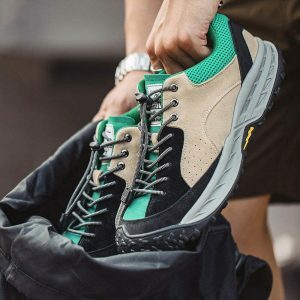 crafted patchwork lace up sneakers in earth tones 3305