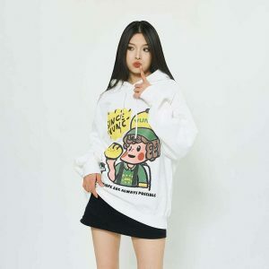 cute boy graphic oversized hoodie youthful & trendy style 5111
