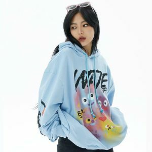 cute graphic print hoodie   youthful & trendy streetwear 1126