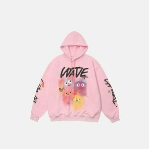 cute graphic print hoodie   youthful & trendy streetwear 2677