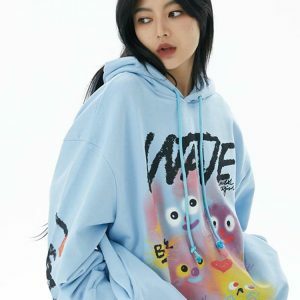 cute graphic print hoodie   youthful & trendy streetwear 2826