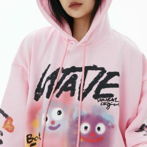 cute graphic print hoodie   youthful & trendy streetwear 2887