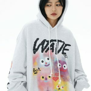 cute graphic print hoodie   youthful & trendy streetwear 3965