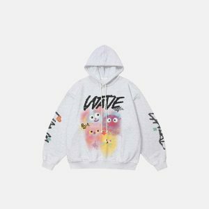 cute graphic print hoodie   youthful & trendy streetwear 7540