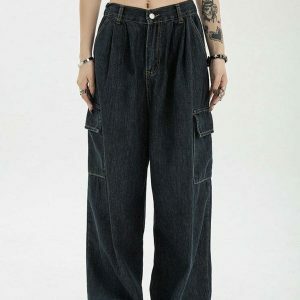 denim blue cargo pants sleek design & urban appeal 8806