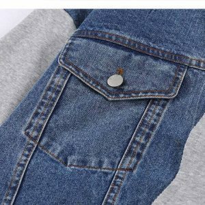 denim patchwork sweatshirt multipockets & urban flair 6047