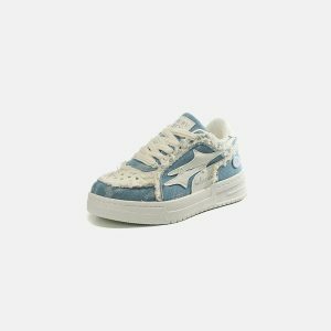 denim shooting stars sneakers youthful & vibrant street kicks 5386