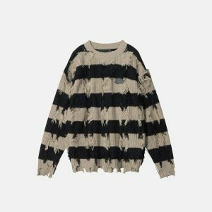 distressed striped sweater vintage & edgy appeal 3517