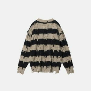 distressed striped sweater vintage & edgy appeal 7897