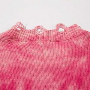 distressed tie dye sweater with holes youthful knit design 6571