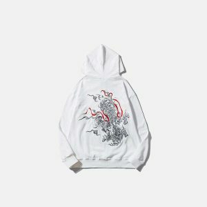 dragon embroidery hoodie oversized & youthful streetwear 3175