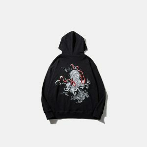 dragon embroidery hoodie oversized & youthful streetwear 5669