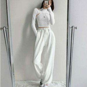 dynamic hollow knit top fake two piece illusion 1899