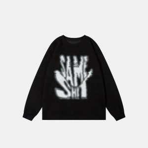 dynamic shadow print sweatshirt   youthful urban vibe 5591