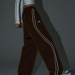 dynamic striped reflective joggers   baggy urban comfort 3698