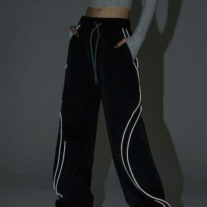 dynamic striped reflective joggers   baggy urban comfort 4202