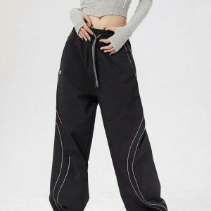 dynamic striped reflective joggers   baggy urban comfort 5389