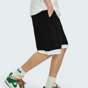 dynamic white outline shorts   sleek & youthful streetwear 4459