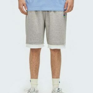 dynamic white outline shorts   sleek & youthful streetwear 4751