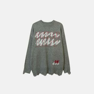 edgy distressed sweater loose & youthful streetwear 7367