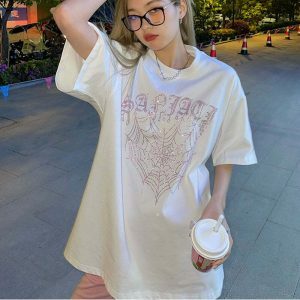 edgy heart spider web tee youthful & bold streetwear 3014