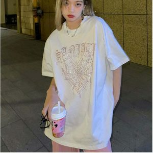 edgy heart spider web tee youthful & bold streetwear 5144