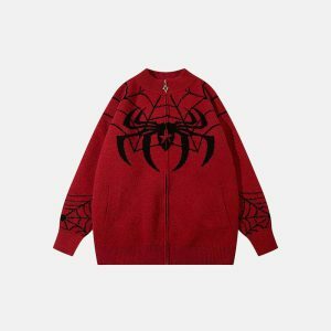 edgy oversized spider sweater zip up urban appeal 1212