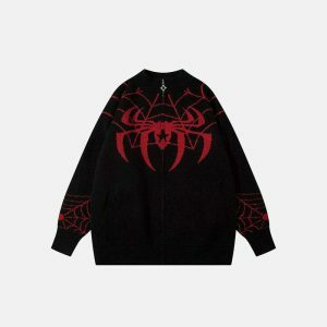 edgy oversized spider sweater zip up urban appeal 1864