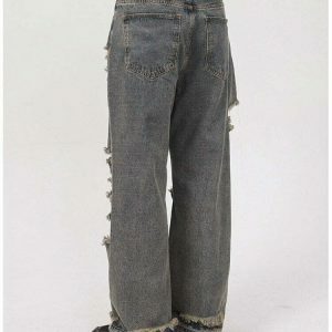 edgy retro jeans with distinctive holes denim appeal 2327