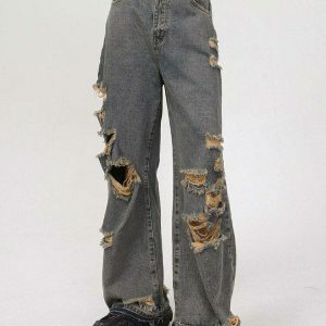 edgy retro jeans with distinctive holes denim appeal 6532