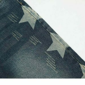 edgy ripped denim with side stars youthful streetwear look 1111