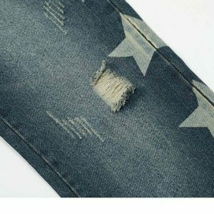 edgy ripped denim with side stars youthful streetwear look 4285