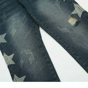 edgy ripped denim with side stars youthful streetwear look 6820