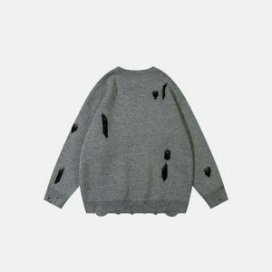 edgy ripped star sweater knit design youthful appeal 4600