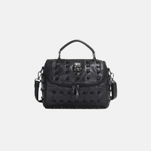 edgy rivet skull gothic shoulder bag   urban rebel accessory 3786