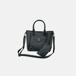 edgy rivet skull gothic shoulder bag   urban rebel accessory 7634