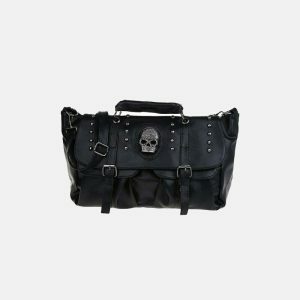 edgy rivet skull gothic shoulder bag   urban rebel accessory 7986