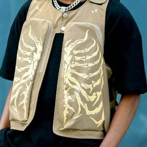 edgy skeleton print vest adjustable fit youthful style 2048