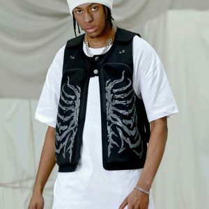 edgy skeleton print vest adjustable fit youthful style 4305