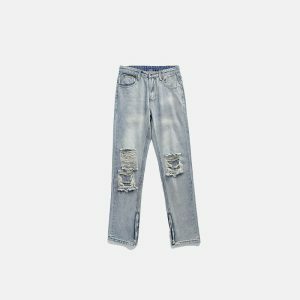edgy slim jeans with knee holes retro streetwear staple 2950