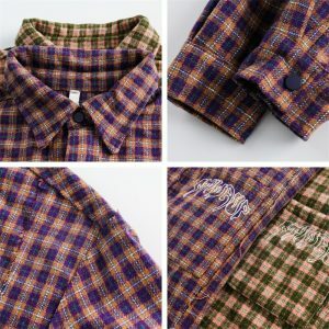 elegant plaid long sleeve shirt   chic & timeless design 6883