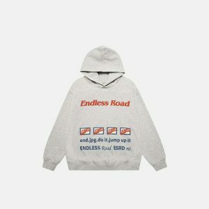 endless road hoodie   youthful letter print design 5937