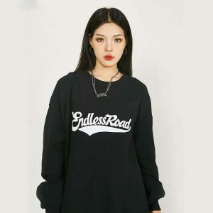 endless road sweatshirt youthful letter print design 7297