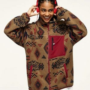 ethnic print sherpa jacket   vibrant & cozy streetwear 3384