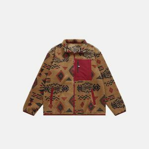 ethnic print sherpa jacket   vibrant & cozy streetwear 7537